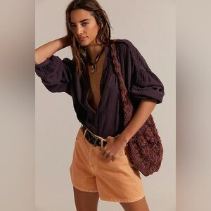 New We The Free by Free People Peach Tippi Boho Denim Festival Summer Shorts 30